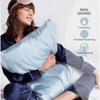 Sky Blue Silk Pillowcase