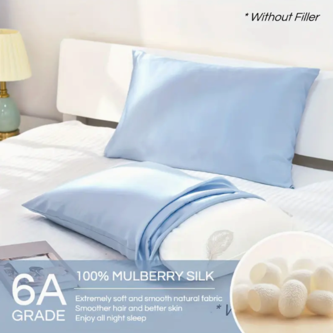 Sky Blue Silk Pillowcase