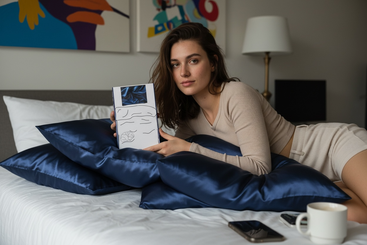 Navy Silk Pillowcase